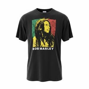 Zion Rootswear Bob Marley Black Graphic Short Sleeves T-Shirt Size 2XL